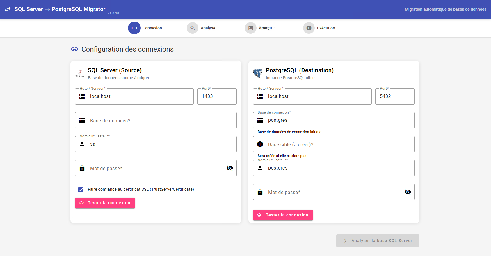 SQL Server to PostgreSQL Migrator
